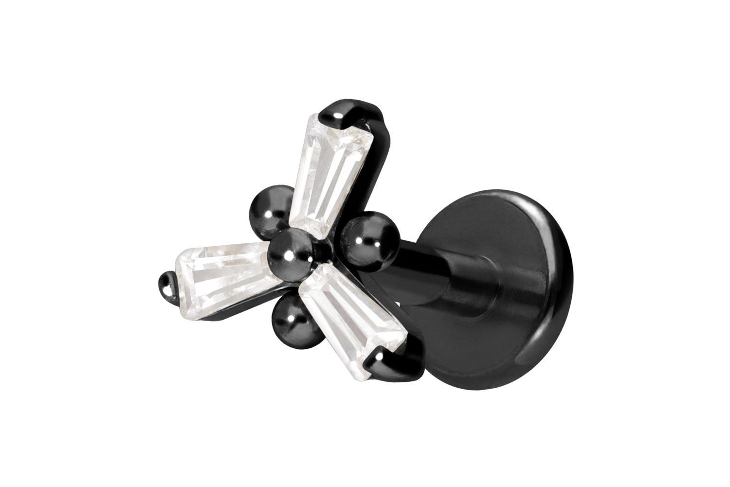 Titan Labret Piercing mit Innengewinde KRISTALLBLUME